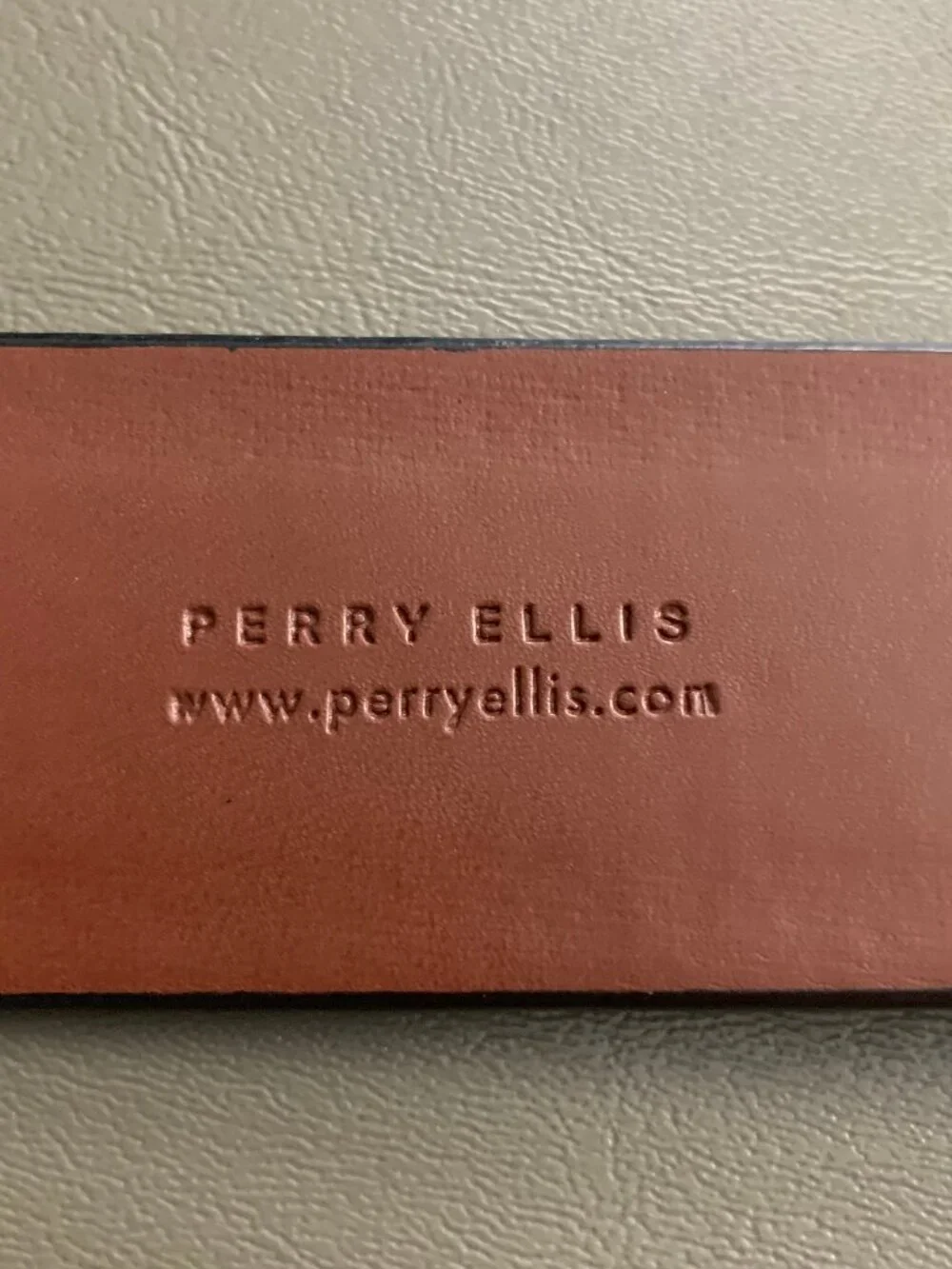 Perry Ellis Men's Embossed Genuine Leather Casual Belt, Black, Size 42